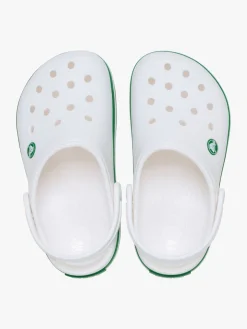 Crocs Crocband Kids Clogs, White/Green Ivy