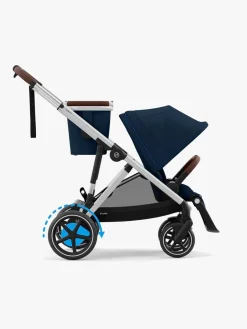 Cybex e-Gazelle S Søskendevogn inkl. Liggedel, Ocean Blue/Silver