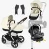 Cybex EOS Lux Duovogn inkl. Beemoo Route i-Size Autostol Baby & ISOFIX Base, Seashell Beige/Mineral Grey