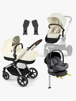 Cybex EOS Lux Duovogn inkl. Beemoo Route i-Size Autostol Baby & ISOFIX Base, Seashell Beige/Mineral Grey