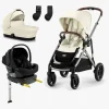 Cybex GAZELLE S Duovogn inkl. Beemoo Route i-Size Autostol Baby & ISOFIX Base, Seashell Beige/Black Stone