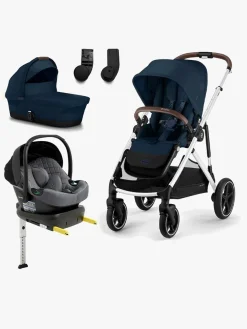 Cybex GAZELLE S Duovogn inkl. Beemoo Route i-Size Autostol Baby & ISOFIX Base, Ocean Blue/Mineral Grey