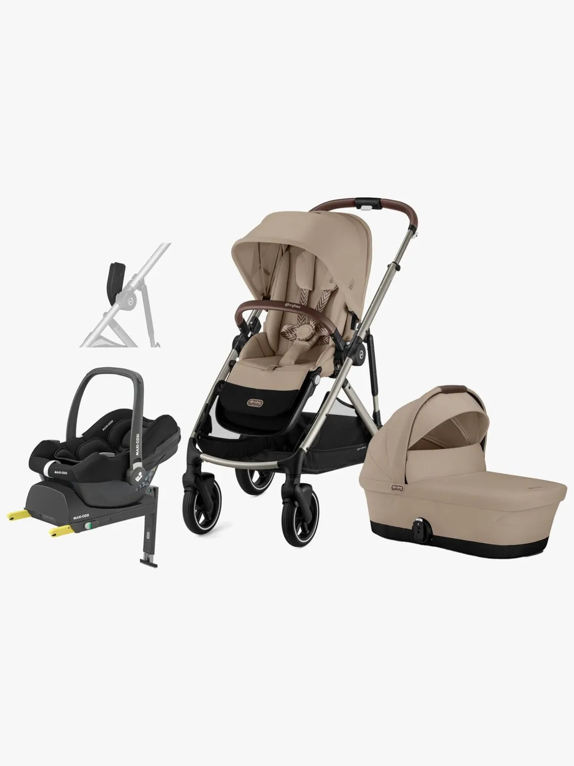 Cybex GAZELLE S Duovogn inkl. Maxi-Cosi CabrioFix Autostol Baby & Base, Almond Beige/Taupe
