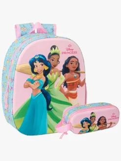 Disney Princess 3D Rygsæk 8,5L & Penalhus, Blå/Pink