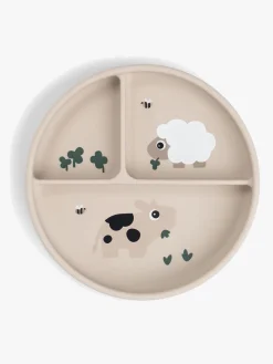 Done By Deer Tiny Farm Stick & Stay  Opdelt Silikonetallerken, Sand