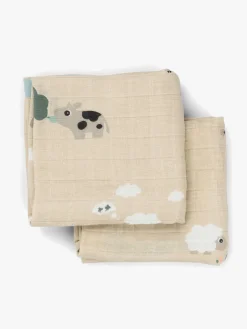 Done By Deer Tiny Farm Tæppe/ Stofble i Musselin 2-pak, Sand