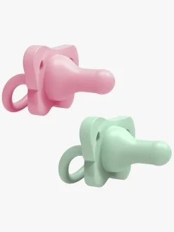 Dr. Brown's All-Silicone Sut, 2-pak, Lyserød/Grøn