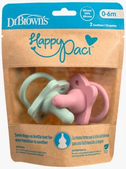 Dr. Brown's All-Silicone Sut, 2-pak, Lyserød/Grøn