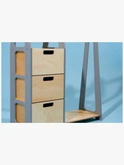 Duck Woodworks Knagerække med Skuffer, Grå