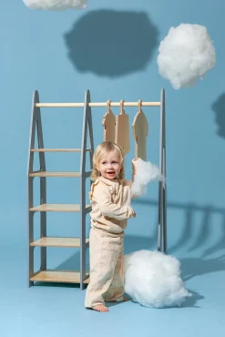 Duck Woodworks Knagerække med Hylder, Grå