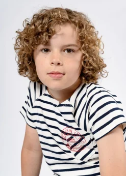 Ebbe Vallmo T-Shirt, Offwhite/Dark Navy