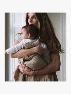 Elodie  Rynket Tæppe 120x120, Pure Khaki