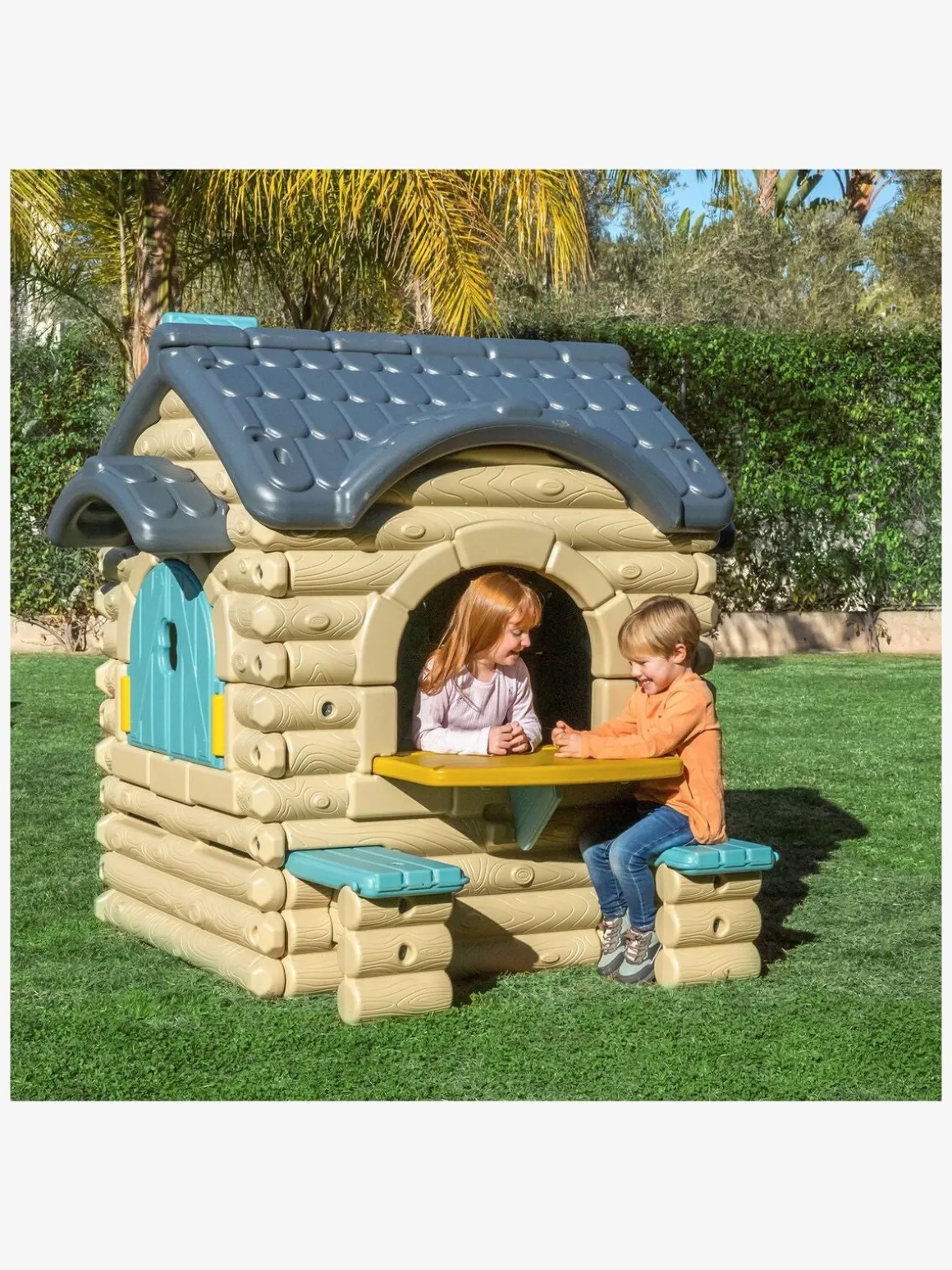 FEBER Casual Cottage Legehus med Lyd, Blå/Grå