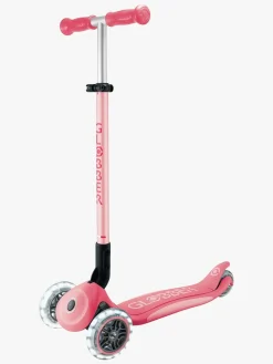 Globber Primo Sammenklappelig Plus Lights V2 Trehjulet Løbehjul, Coral Pink