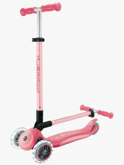 Globber Primo Sammenklappelig Plus Lights V2 Trehjulet Løbehjul, Coral Pink