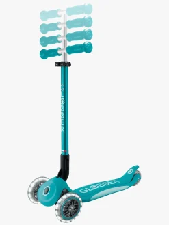 Globber Primo Sammenklappelig Plus Lights V2 Trehjulet Løbehjul, Aqua blå