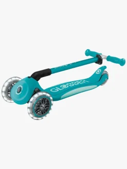 Globber Primo Sammenklappelig Plus Lights V2 Trehjulet Løbehjul, Aqua blå