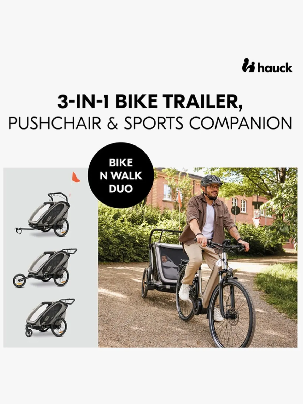 Hauck Bike N Walk Cykelanhænger, Light Grey