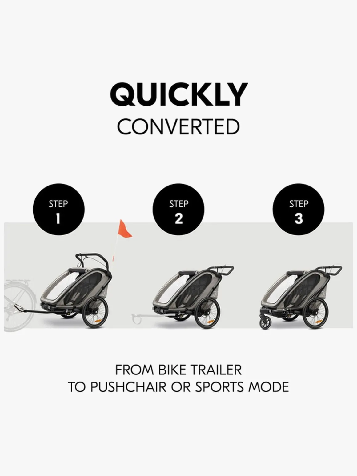 Hauck Bike N Walk Cykelanhænger, Light Grey