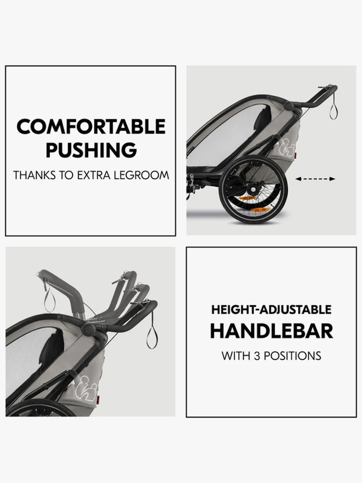 Hauck Bike N Walk Cykelanhænger, Light Grey