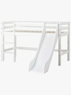 Hoppekids ECO Dream Halvhøj Seng med Rutsjebane og Stige 90x200, Hvid