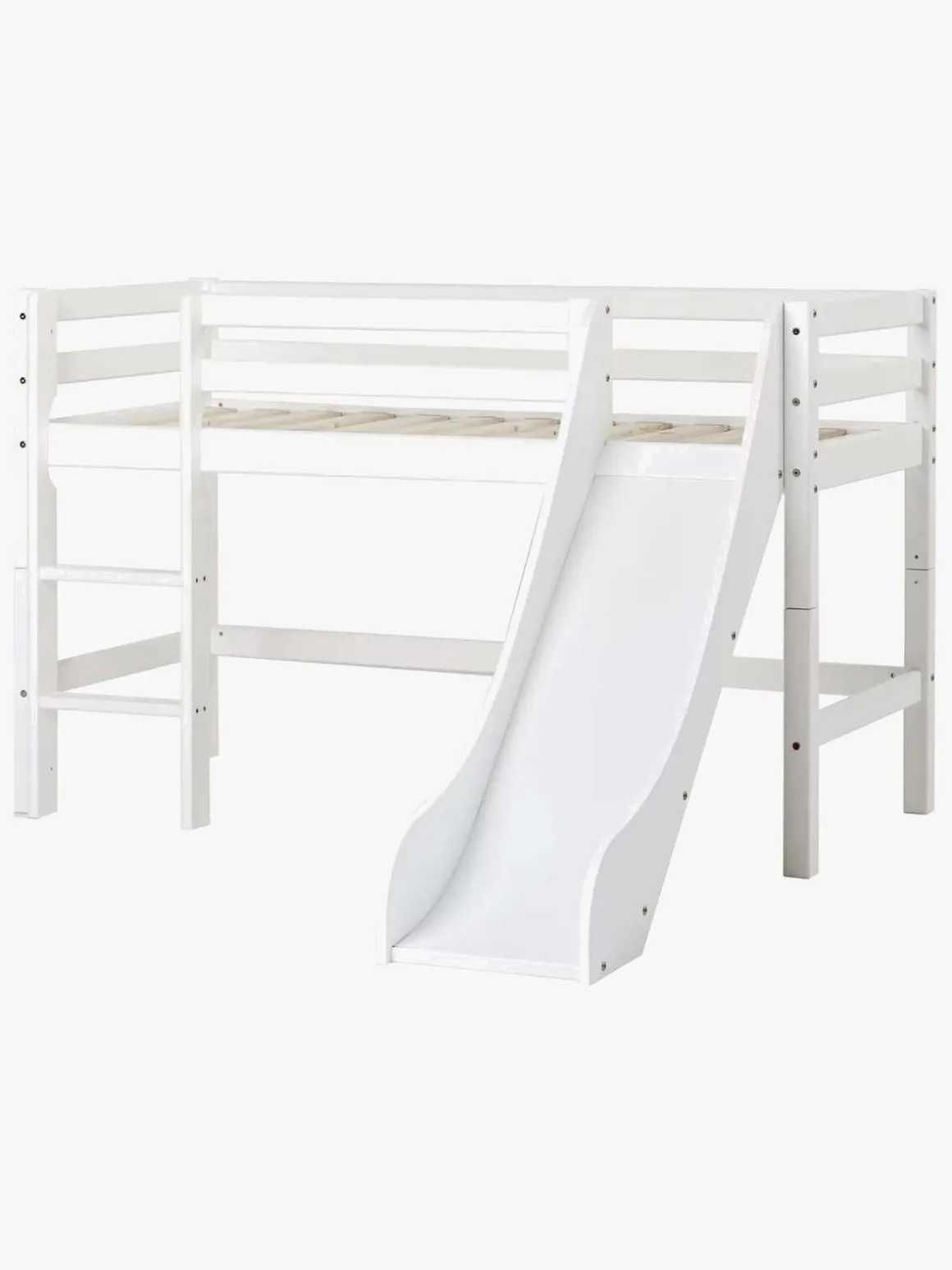 Hoppekids ECO Dream Halvhøj Seng med Rutsjebane og Stige 90x200, Hvid