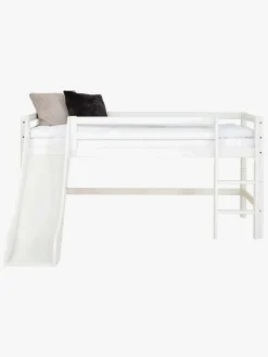 Hoppekids ECO Dream Halvhøj Seng med Rutsjebane og Stige 70x170, Hvid