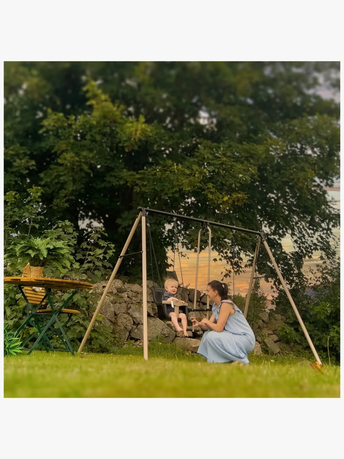 Hörby Bruk Høj Babysæde Gynge, Sort/Sand