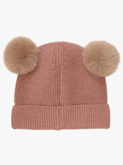 Huttelihut Hue Merinould med Pomponer, Burlwood