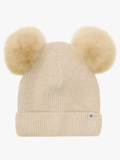 Huttelihut Hue Merinould med Pomponer Alpaka, Sand Melange