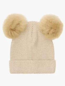 Huttelihut Hue Merinould med Pomponer Alpaka, Sand Melange