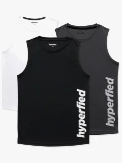 Hyperfied Bounce Tank Top 3-pak, Black/Grey Melange/White