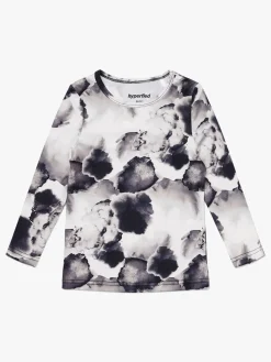 Hyperfied Long Sleeve Logo Top, Black/Grey Watercolor
