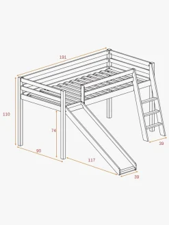 JLY TYRA Juniorseng med Rutsjebane & Madras 90x190, Hvid