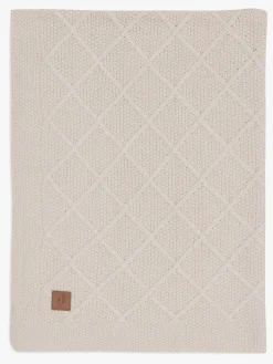 Jollein Strikket Tæppe Ternet Mønster, Oatmeal