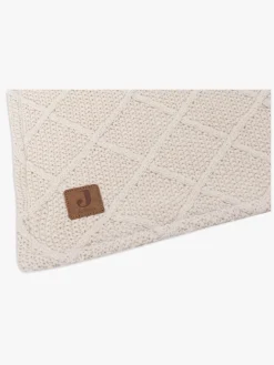 Jollein Strikket Tæppe Ternet Mønster med Bamsefleece, Oatmeal