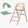 KAOS Klapp Højstol inkl. Beskyttelsesbøjle & Bakke, Beech Natural/Mineral Green