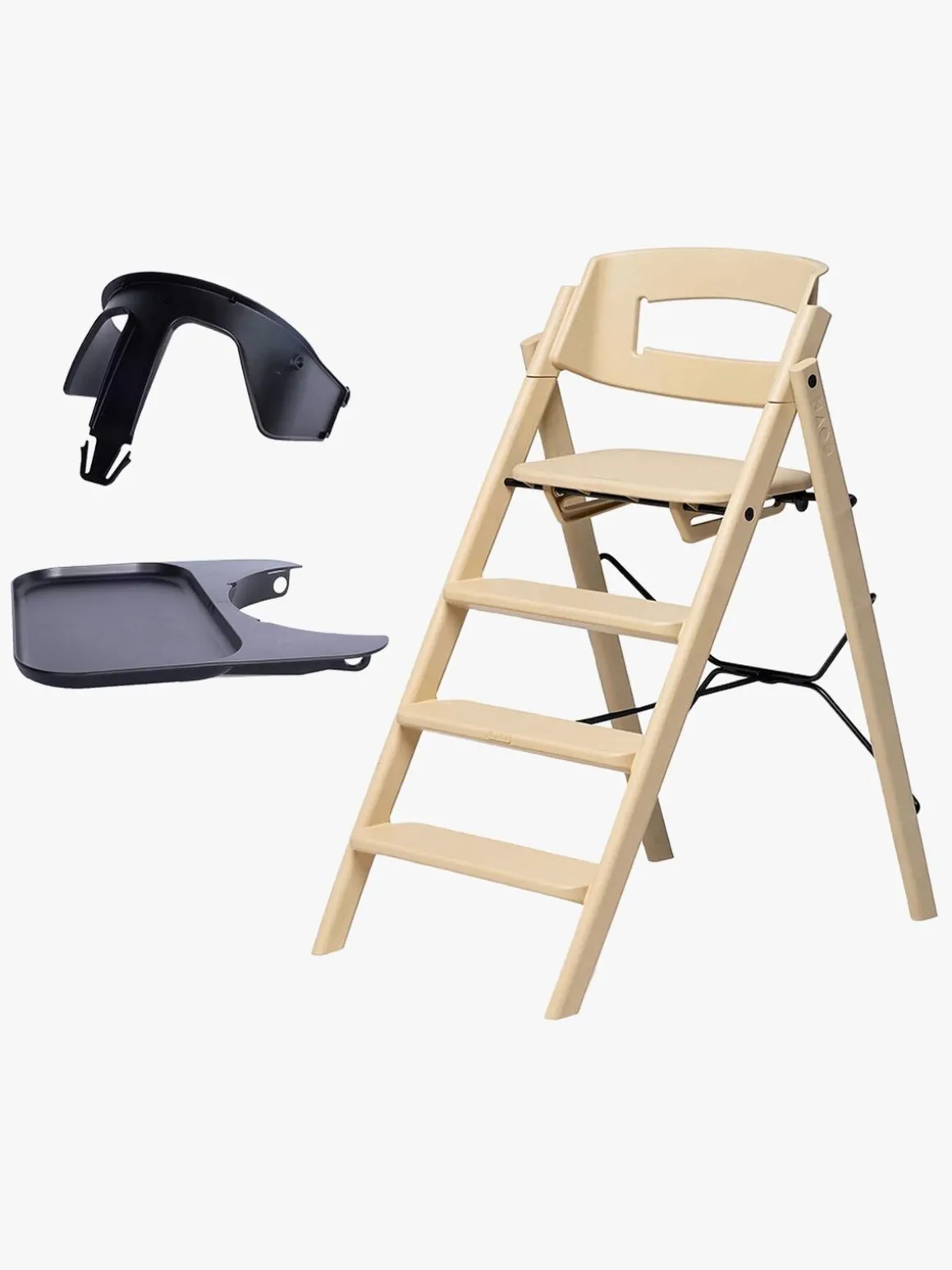 KAOS Klapp Højstol Recycled inkl. Beskyttelsesbøjle & Bakke, Desert Sand/Charcoal Black