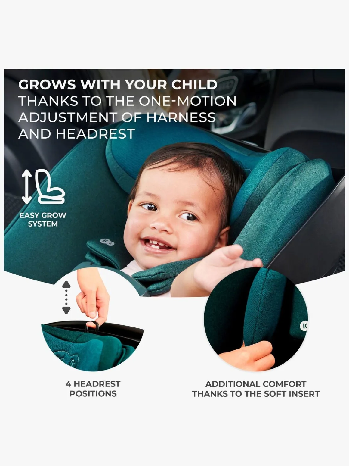 Kinderkraft I-CARE i-Size Autostol Baby, Cool Grey