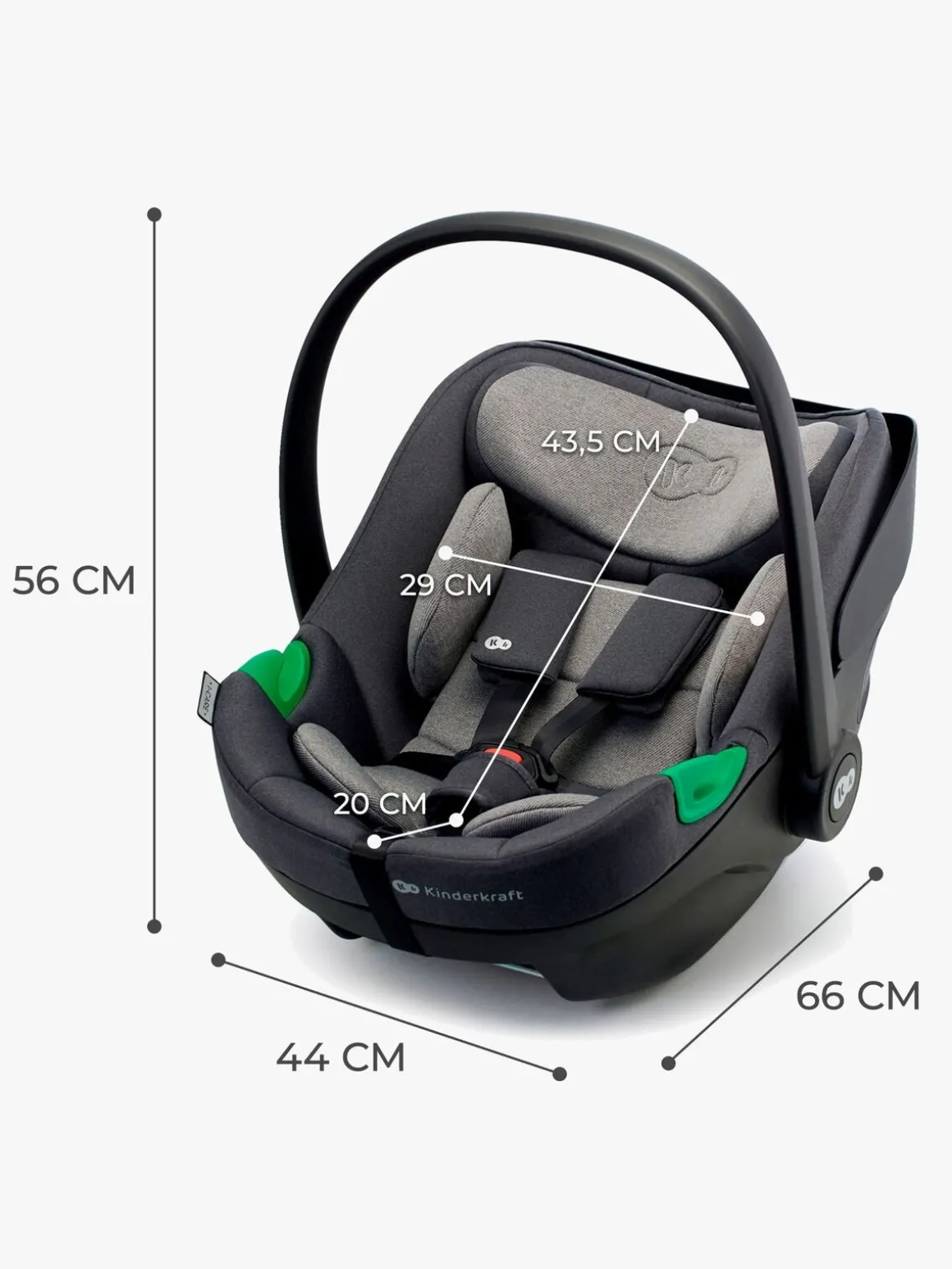 Kinderkraft I-CARE i-Size Autostol Baby, Cool Grey
