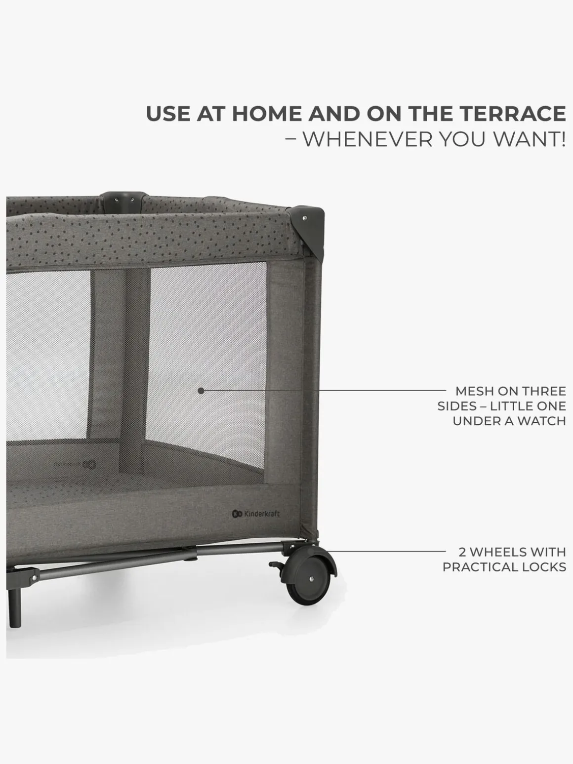 Kinderkraft JOY 2 Weekendseng, Dark Grey