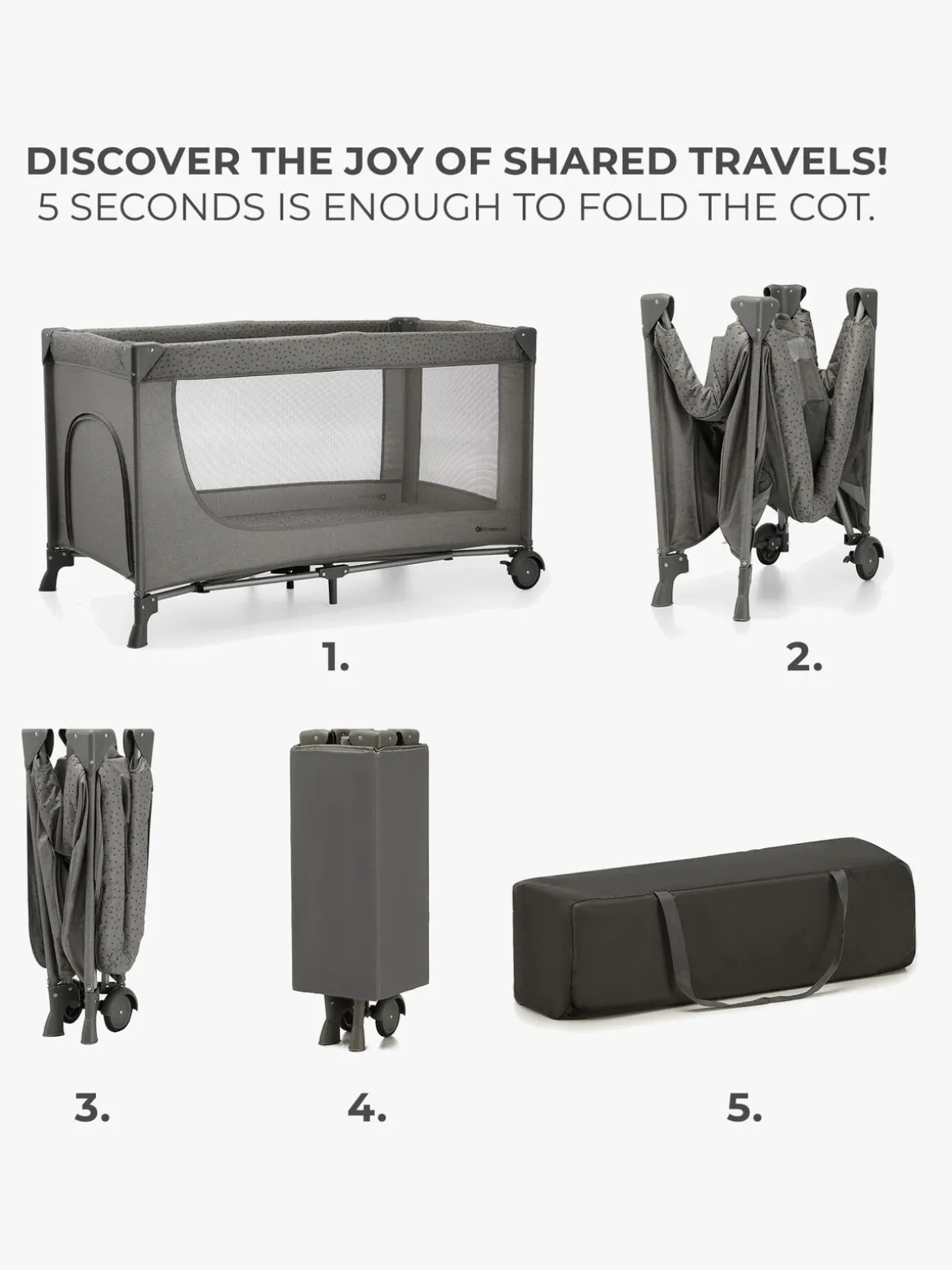 Kinderkraft JOY 2 Weekendseng, Dark Grey