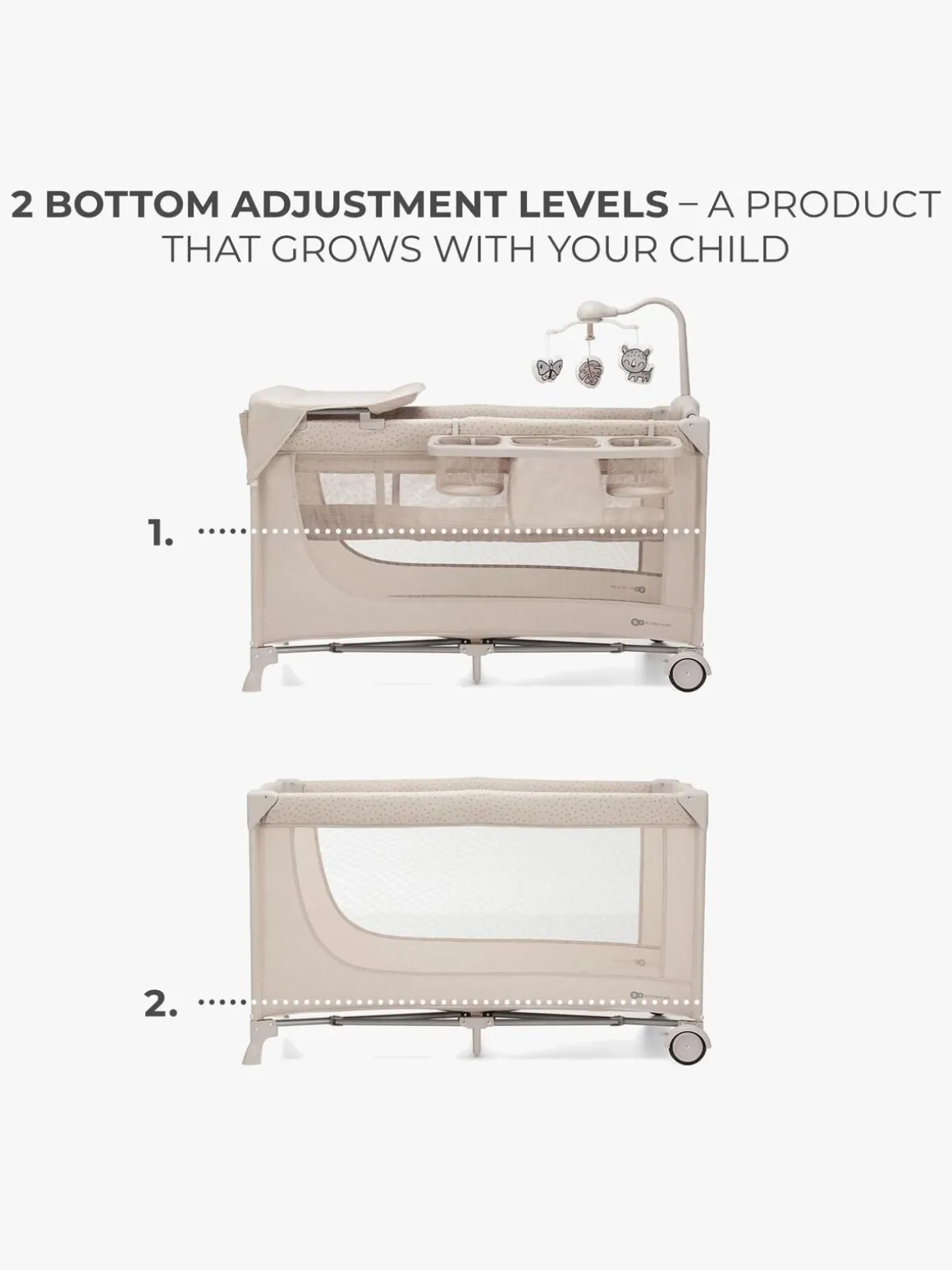 Kinderkraft JOY 2 Weekendseng med Tilbehør, Beige