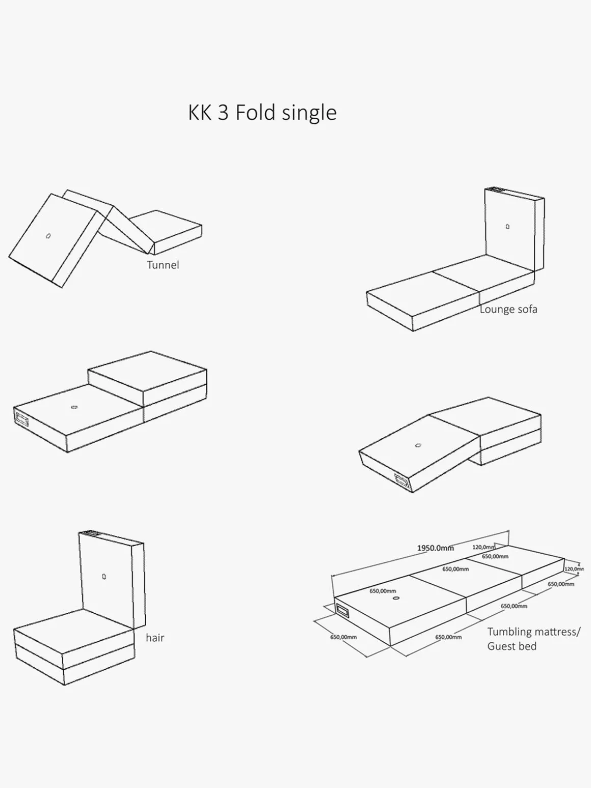 KlipKlap 3 Fold Single Madras, Beige