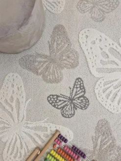 KMCarpets Gulvtæppe Sommerfugl 80x150, Creme