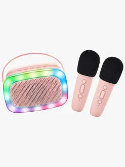 Lalarma Karaokesæt med LED-lys & 2 Mikrofoner, Pink