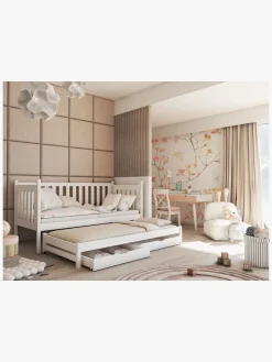 Lano Meble KAJA  Udtrækkelig Dobbeltseng 90x200, Hvid