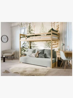 Lano Meble SOFINO Højseng i Fyrretræ med Sofa 90x200/140x200, Graphite/Zoom