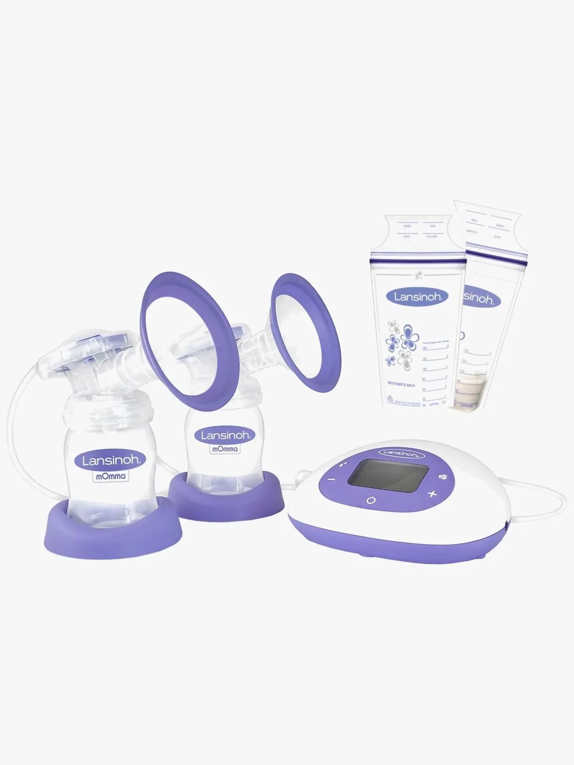 Lansinoh Brystpumpe Elektronisk Dobbelt inkl. Modersmælkposer 50 stk.