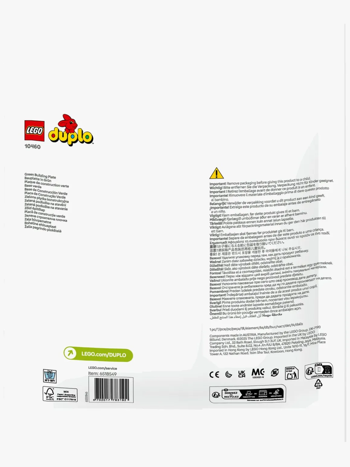 LEGO DUPLO Classic 10460 Grøn byggeplade